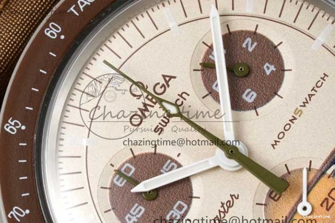 0427 Speedmaster Misson To Saturn 1:1 Best Edition Beige Dial On Nylon Strap Quartz Casual 7861